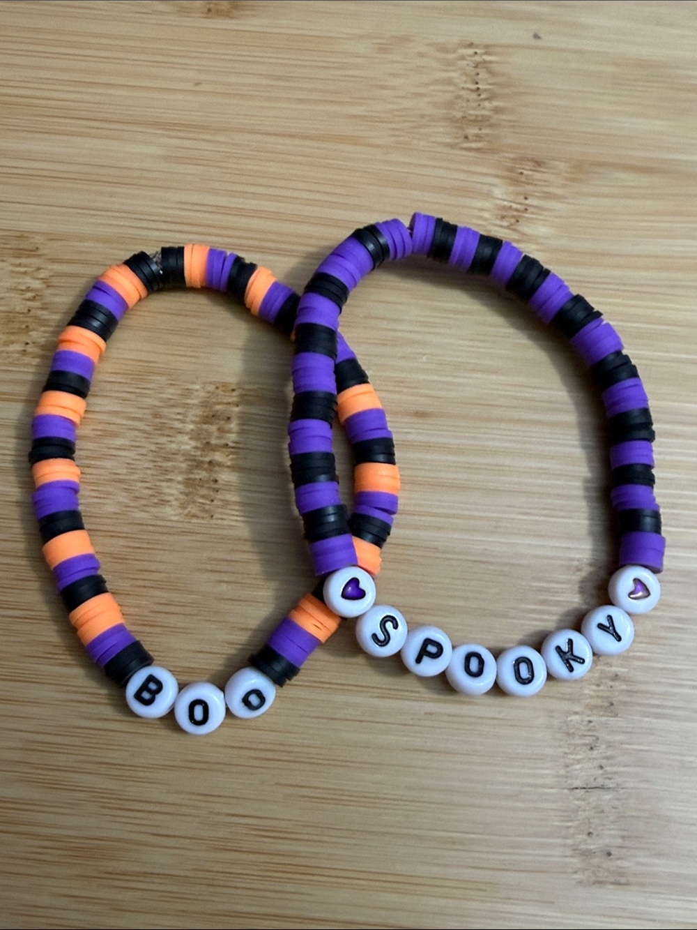 Kids 'Spooky' Purple & Orange Beaded Stretch Bracelets